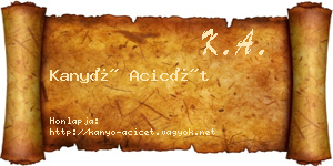 Kanyó Acicét névjegykártya